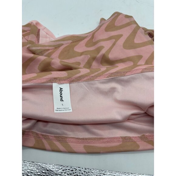 Abound Zigzag Pattern Ruched Mini Skirt With Adjustable Drawstring, Pink/Tan, L - Picture 8 of 8